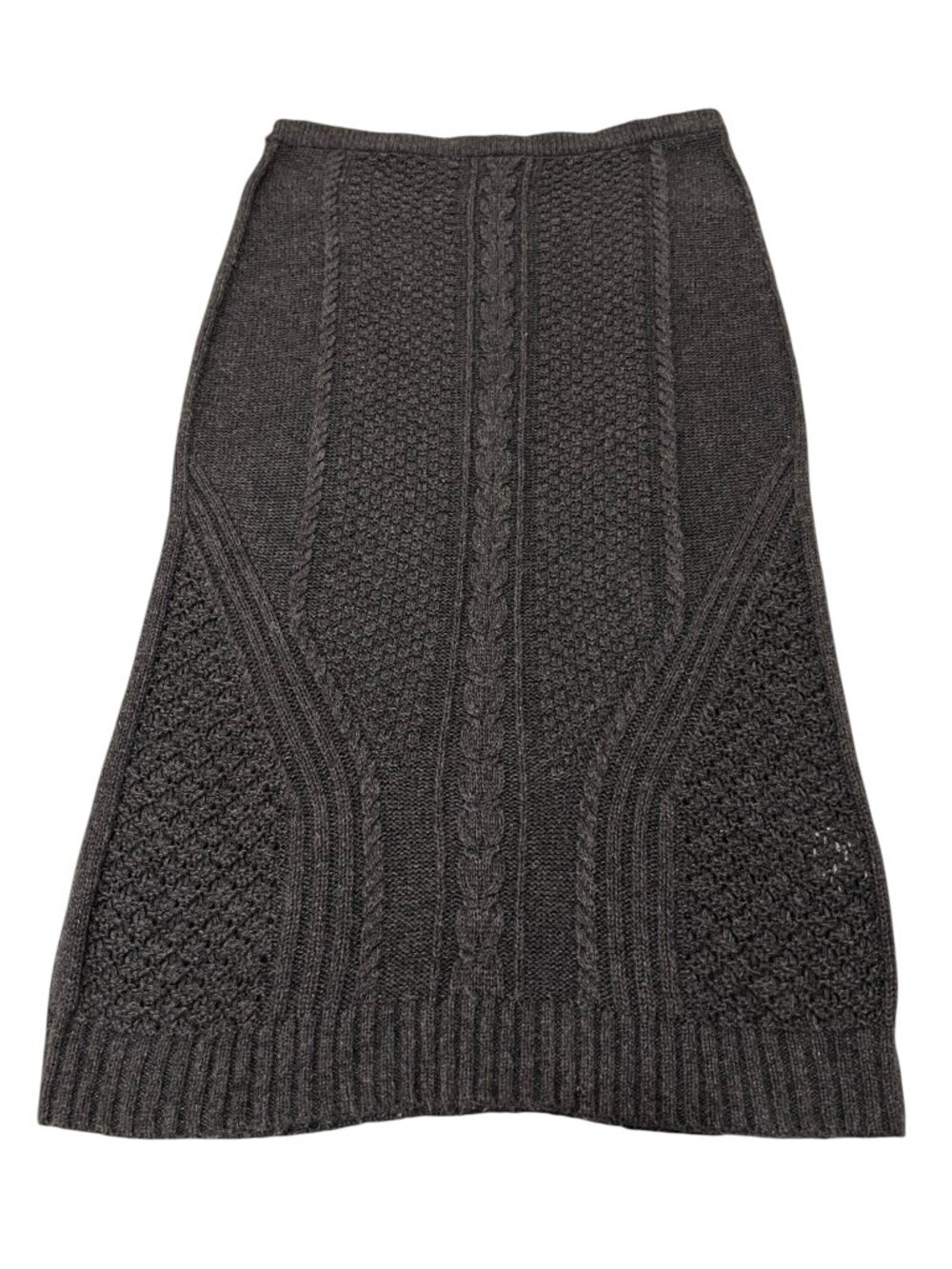 Anthropology Sparrow Needled Paths Sweater Skirt, Dark Gray, M